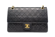 Chanel Medium Classic Flap in black front view