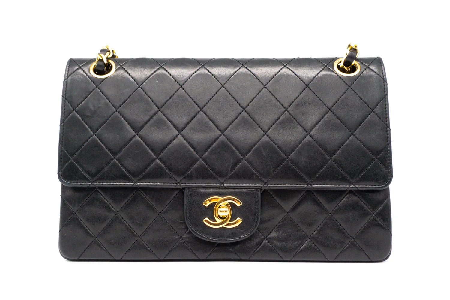 Chanel Medium Classic Flap in black front view