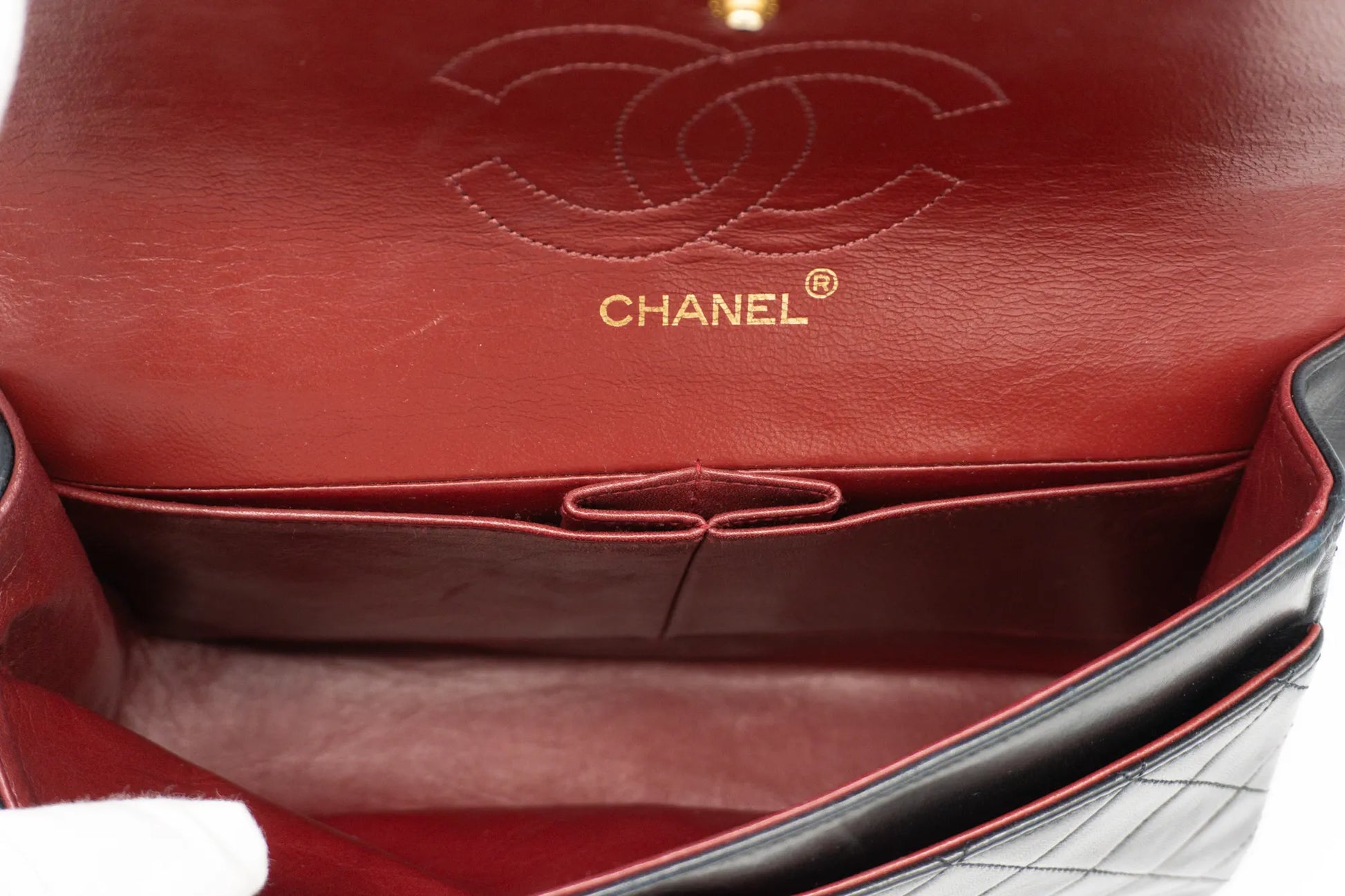 Chanel Medium Classic Flap in black inner view
