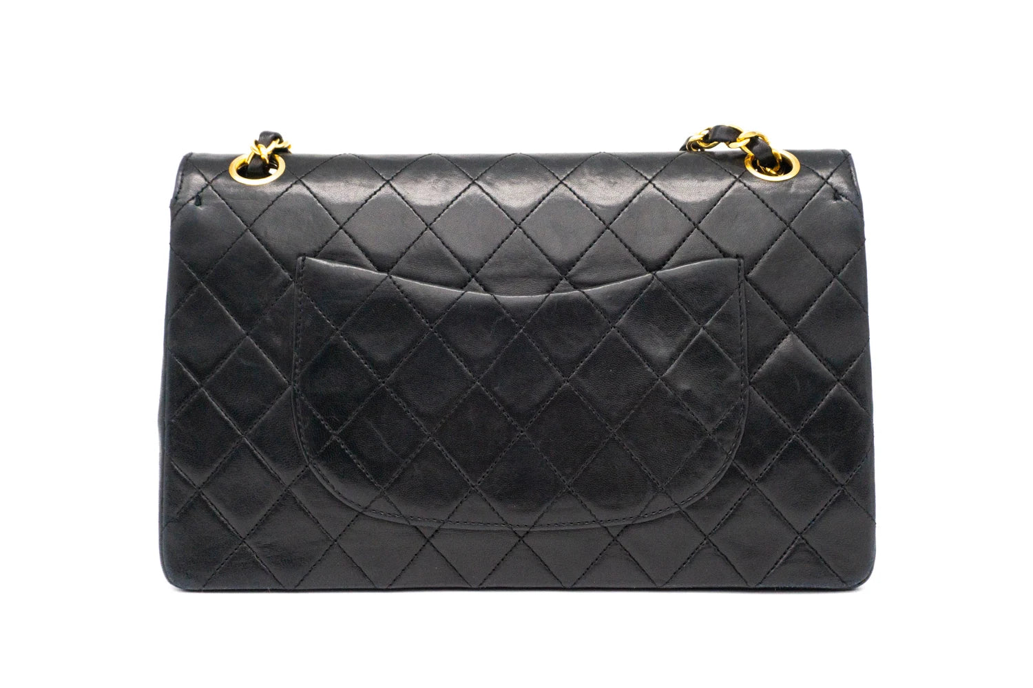 Chanel Medium Classic Flap in black rear view