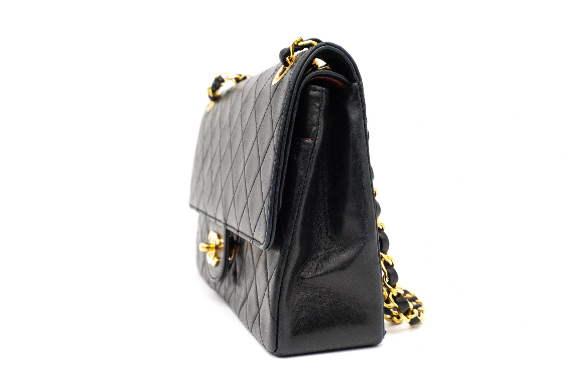 Chanel Medium Classic Flap in black left view