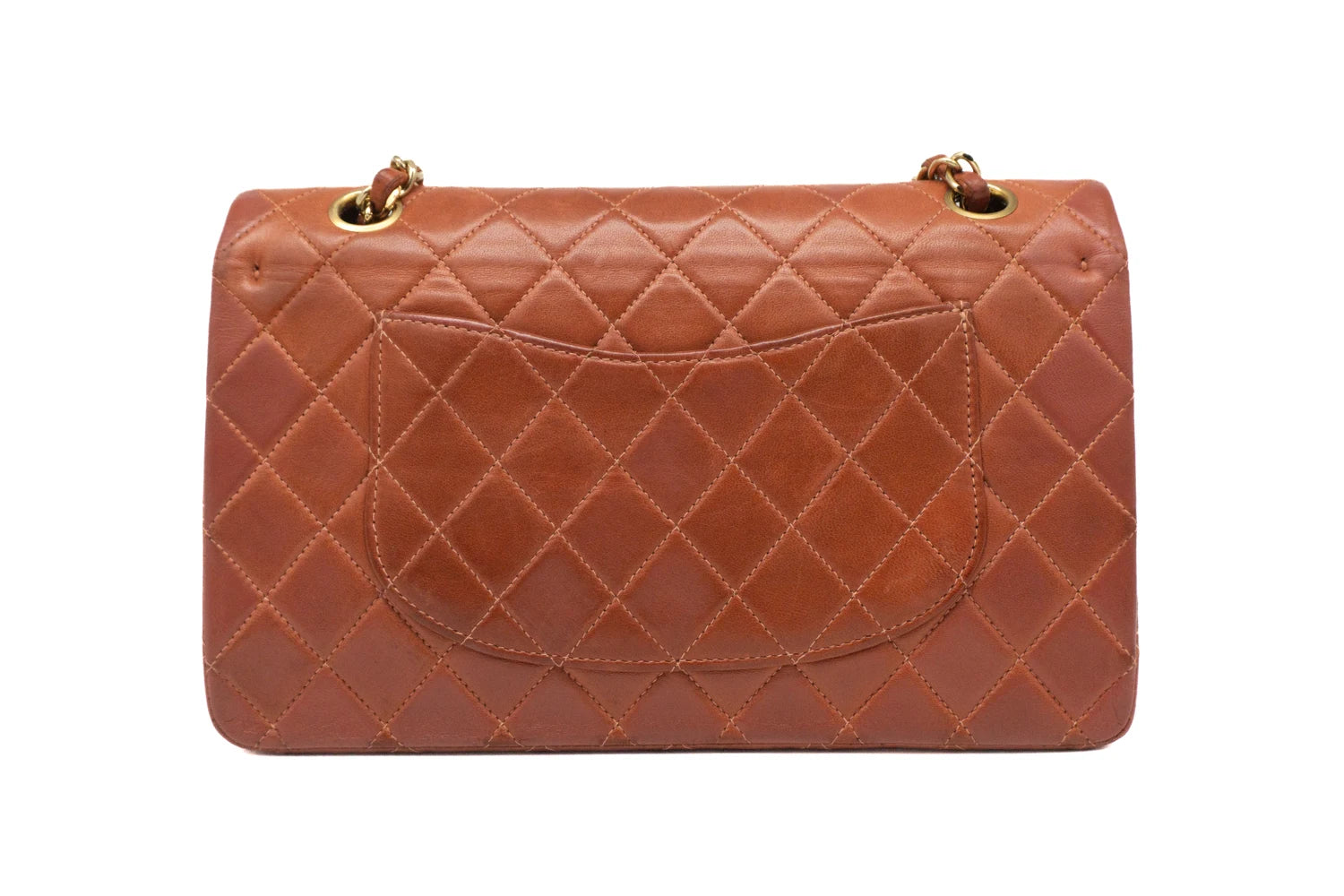 Chanel Medium Classic Flap in brique red rear view
