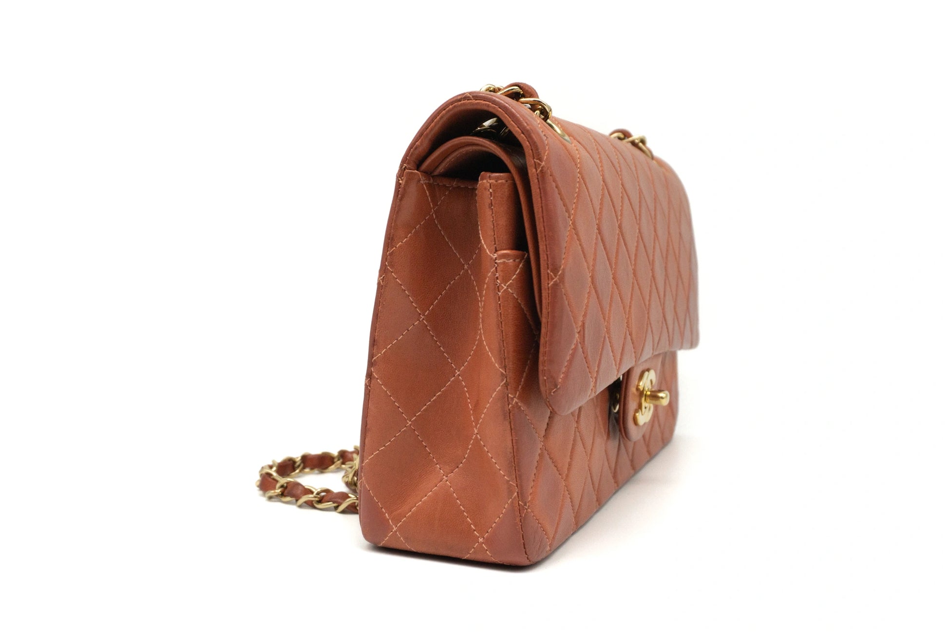 Chanel Medium Classic Flap in rust red side view right