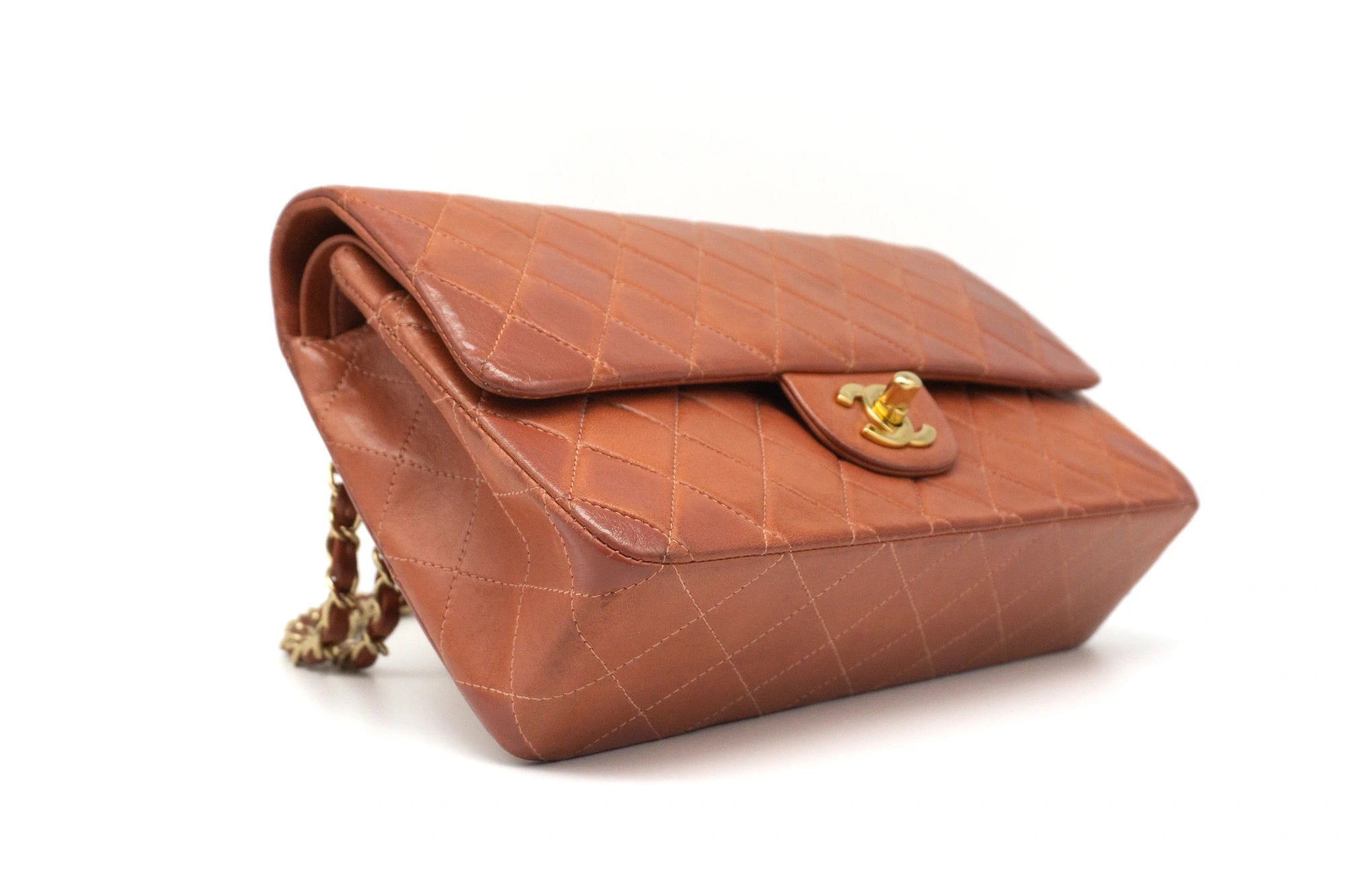 Chanel Medium Classic Flap in rust red bottom right view