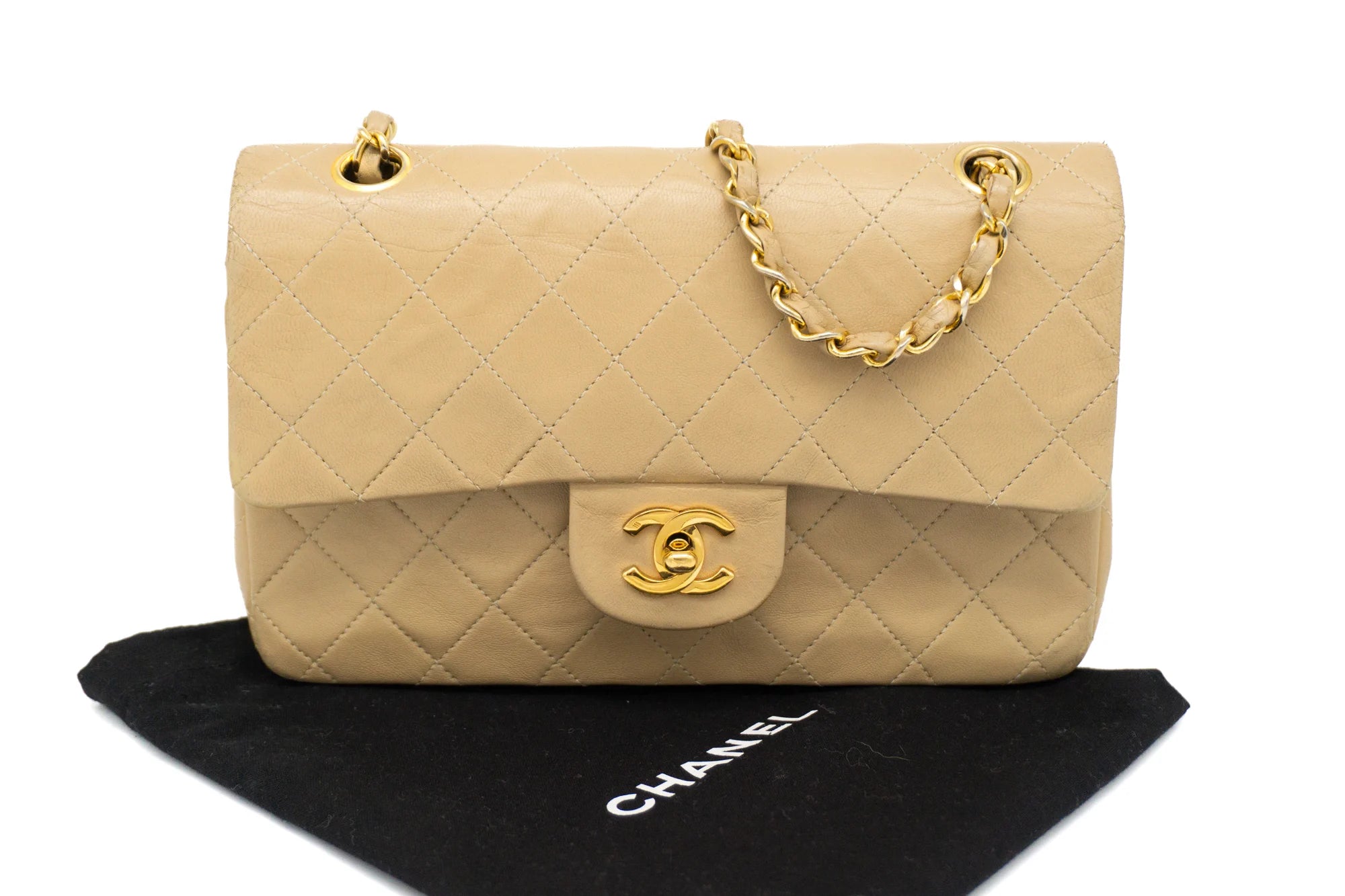 Chanel Small Classic Flap in beige with dustbag