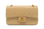 Chanel Small Classic Flap in beige front view