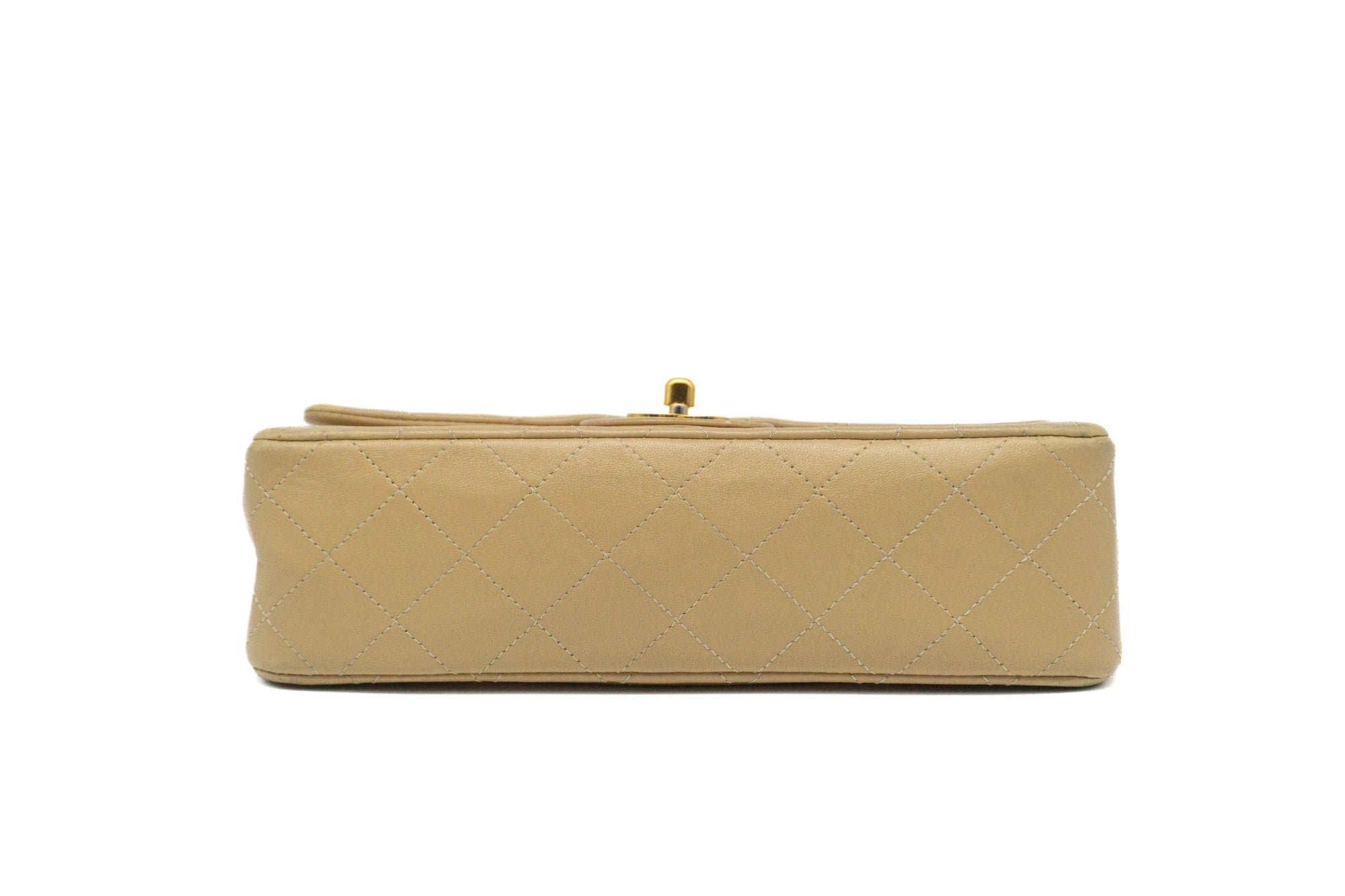 Chanel Small Classic Flap in beige bottom view